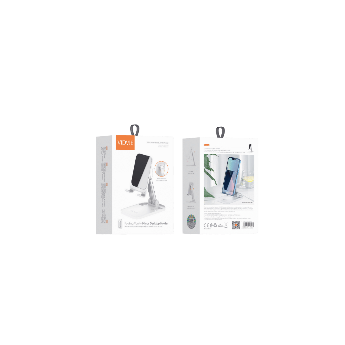 Folding Vanity Mirror Desktop Phone Holder