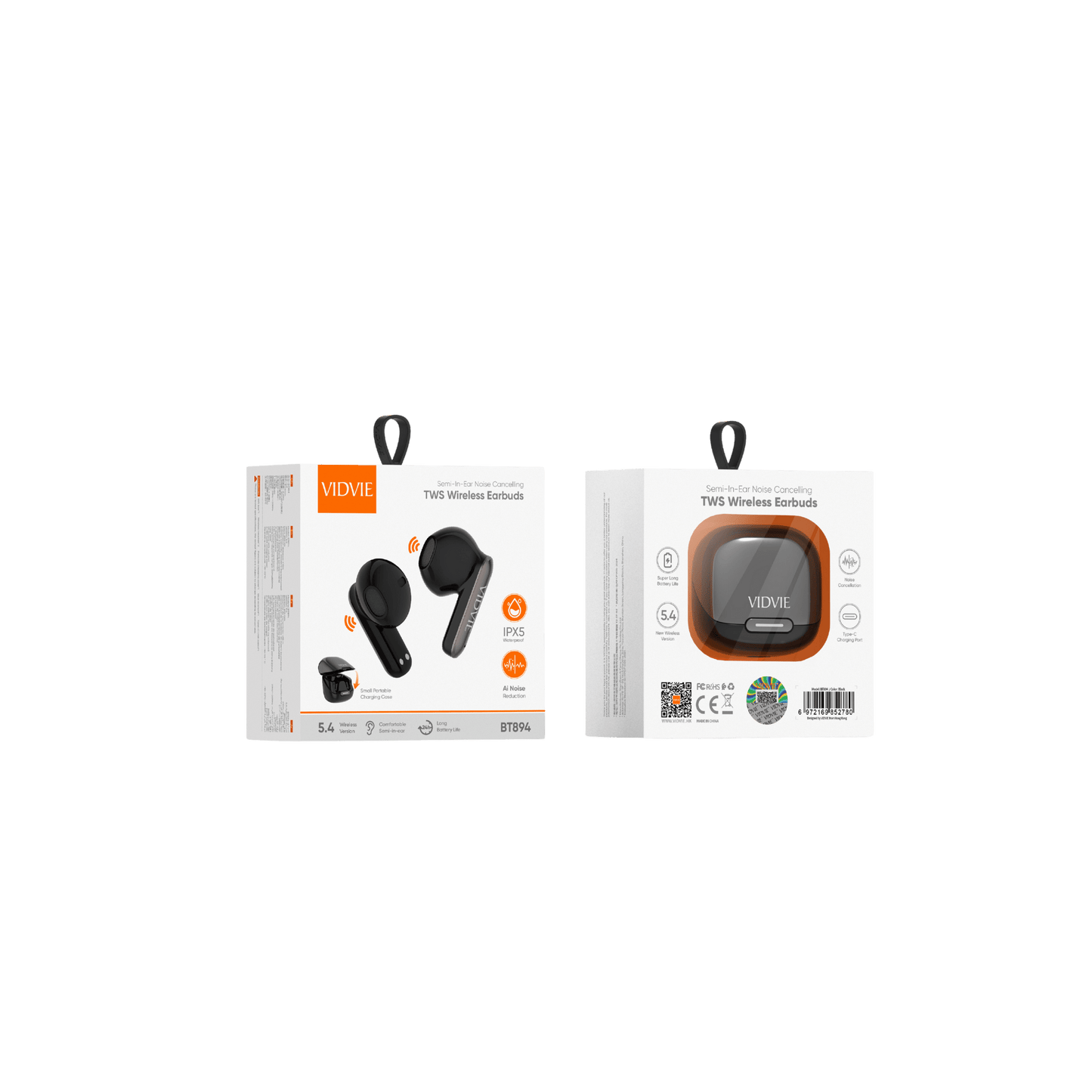 Semi-In-Ear Noise Cancelling TWS Wireless Earbuds (Black)