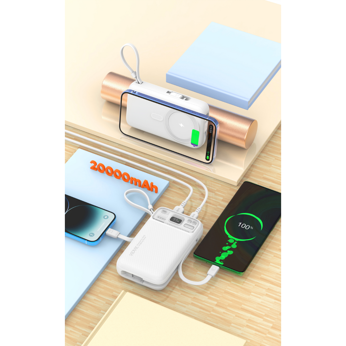 10,000mAh Wireless Charging Powerbank | 2 IN 1 Comes With Dual-Wire