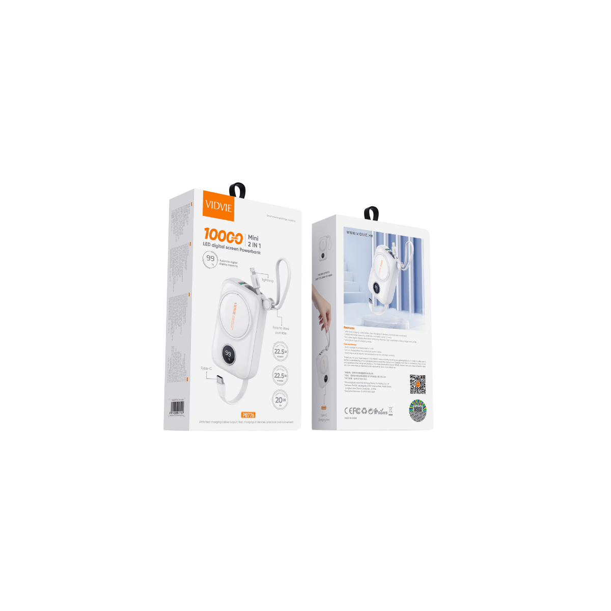 10,000mAh Mini 2 IN 1 LED Digital Screen Charging Powerbank