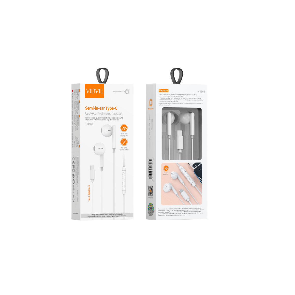 Semi In-Ear Type-C Cable Control Wired Headset