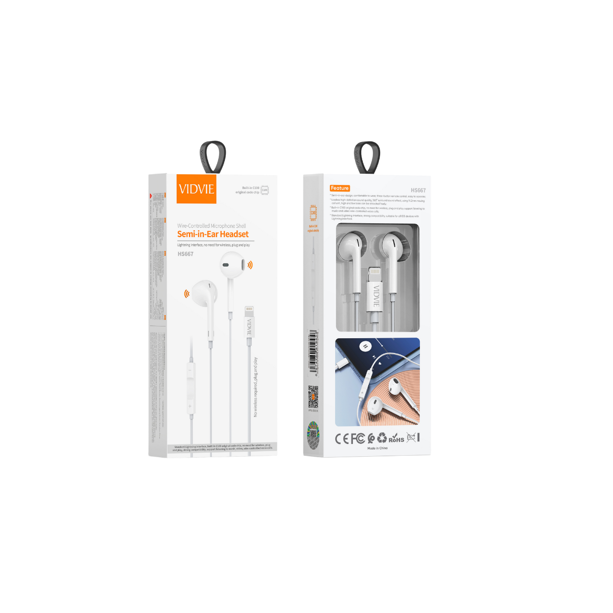 Wire Controlled Microphone Shell Semi-In-Ear Headset