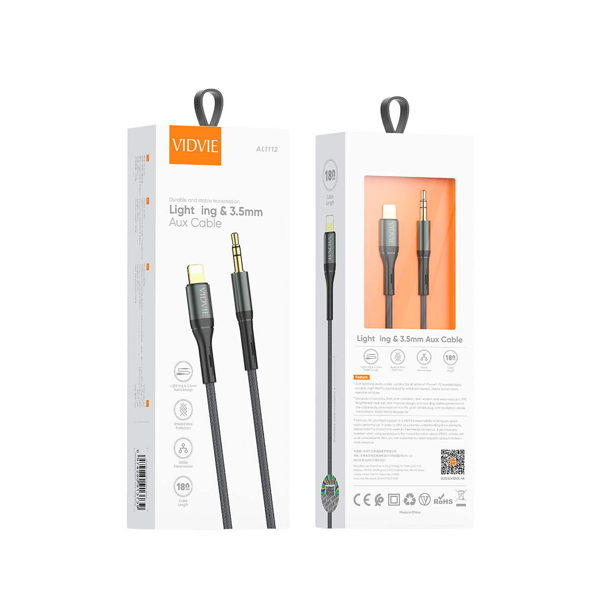 iP & 3.5mm Aux Cable 180cm