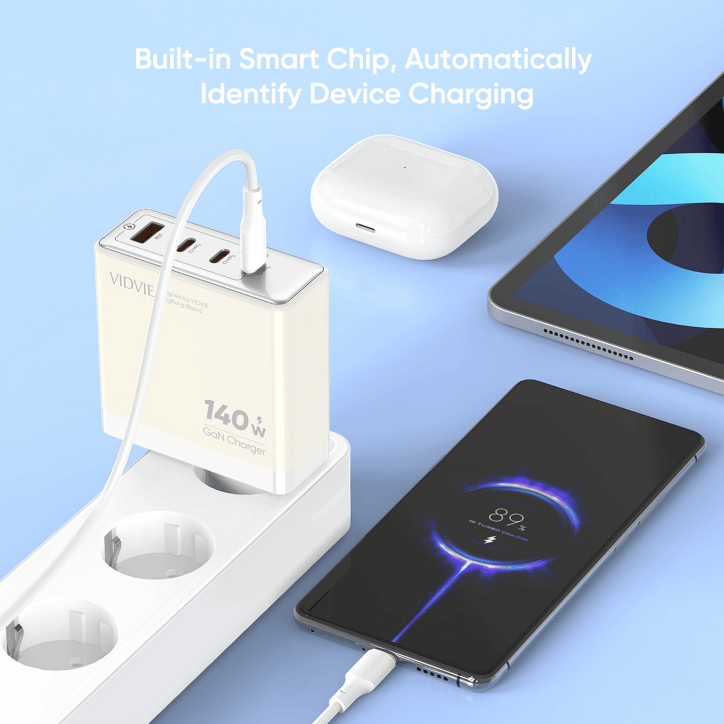 Single USB & Three Type-C GaN Fast Charger | 140W