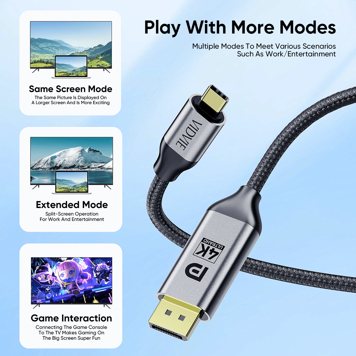 Type-C to DP High-Definition Cable