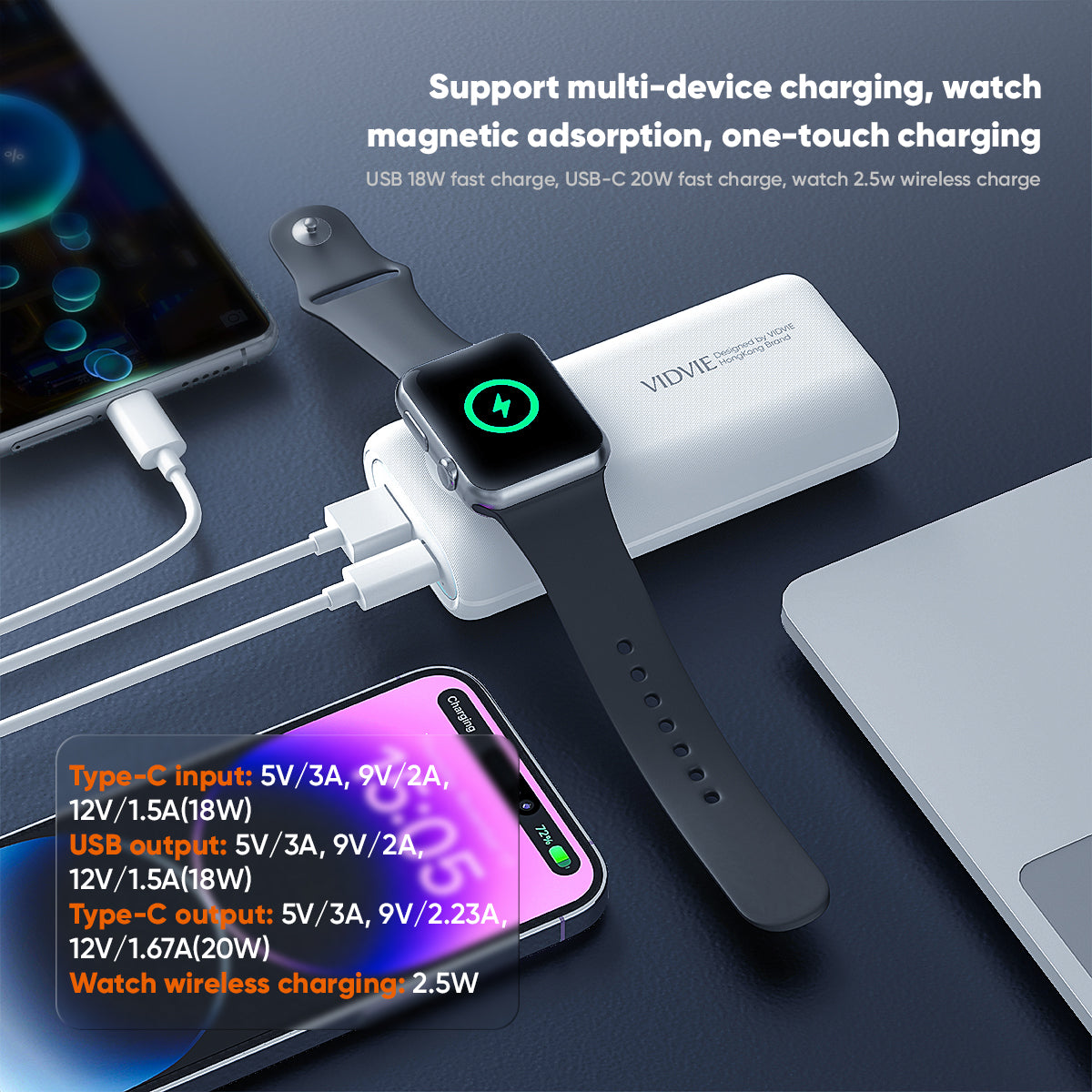 10,000mAh Mini Watch Wireless Charging Powerbank