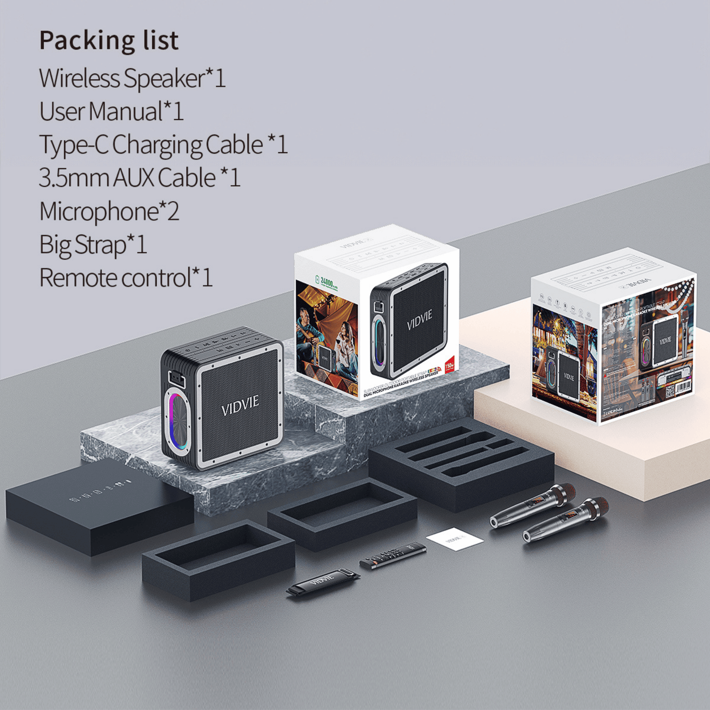 Subwoofer Outdoor Portable Strap Dual Microphone Karaoke Wireless Speaker