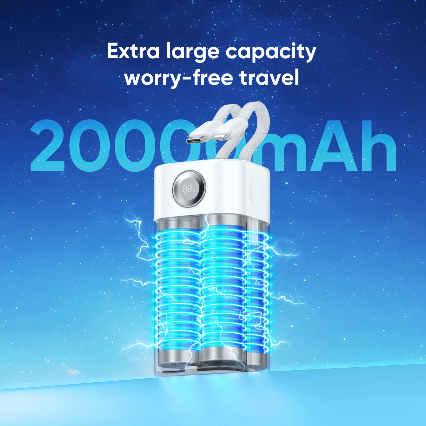 2-IN-1 Power Bank with Dual-Wire Charging