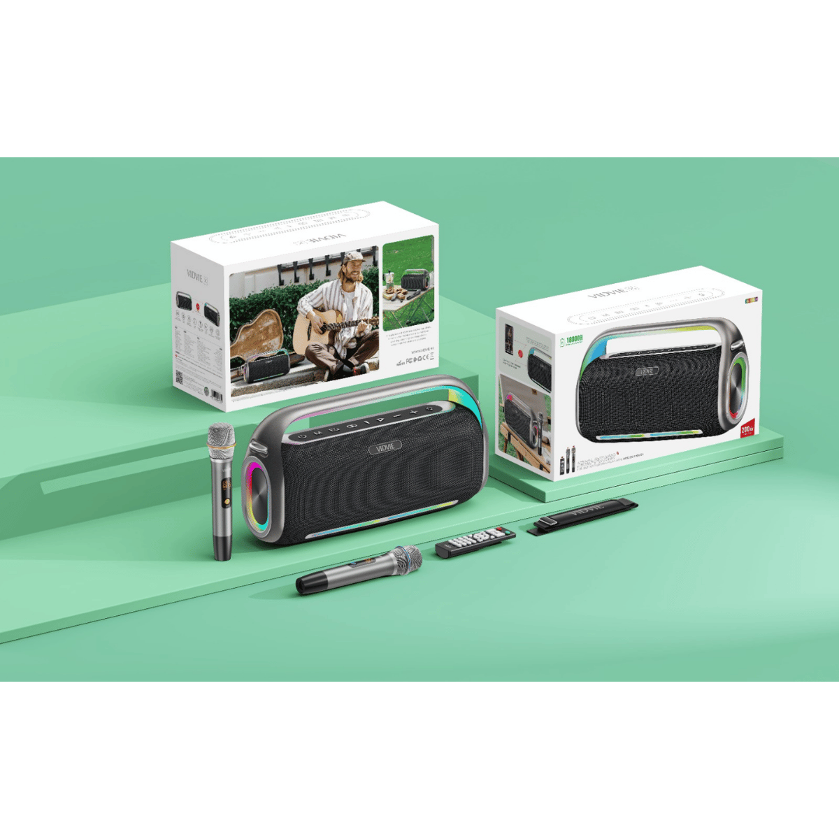 High-Power Portable Outdoor Dual-Mic Karaoke Wireless Speaker