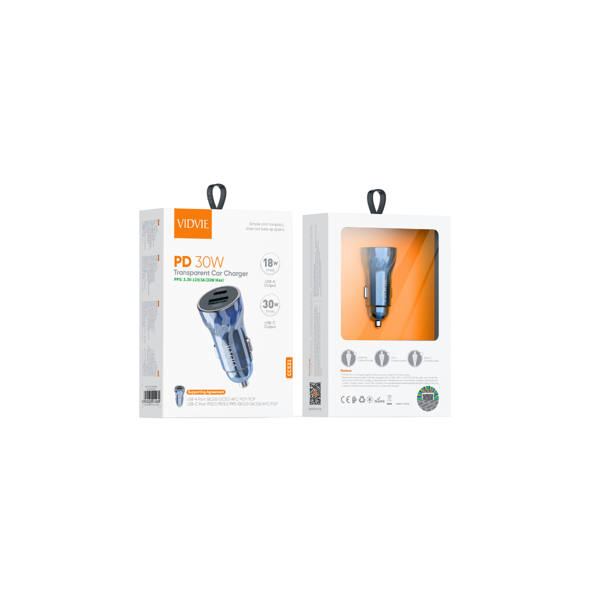 PD 30W Transparent Car Charger