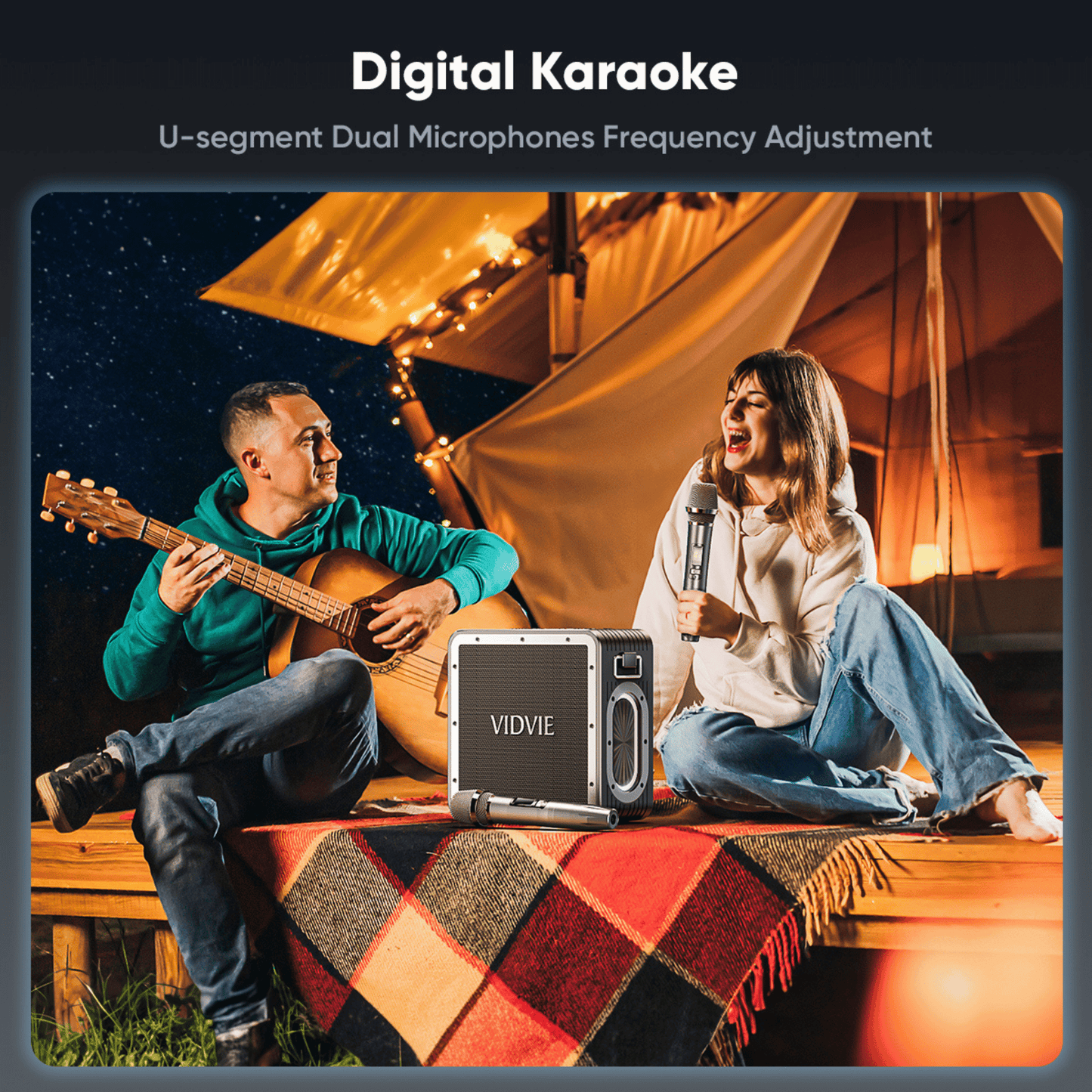 Subwoofer Outdoor Portable Strap Dual Microphone Karaoke Wireless Speaker