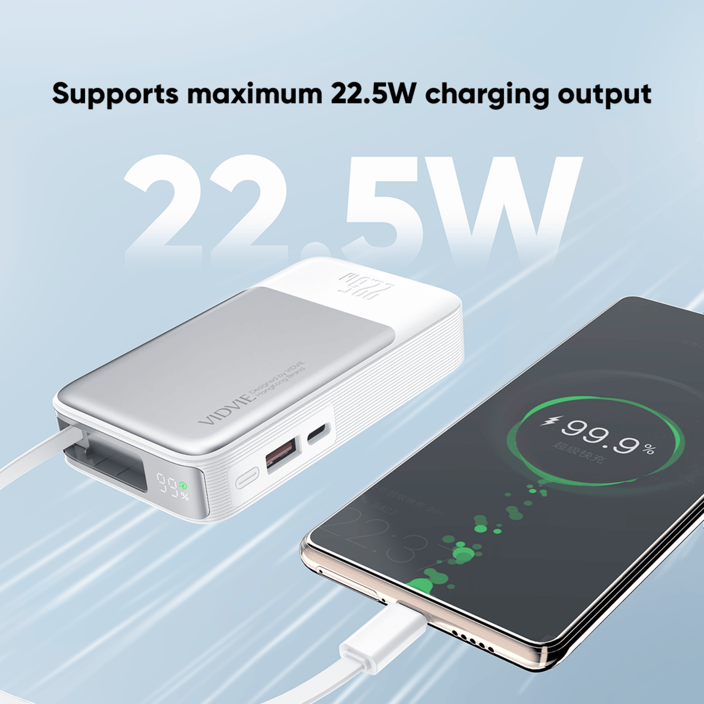 10,000mAh Power Bank with Retractable Type-C Charging Cable