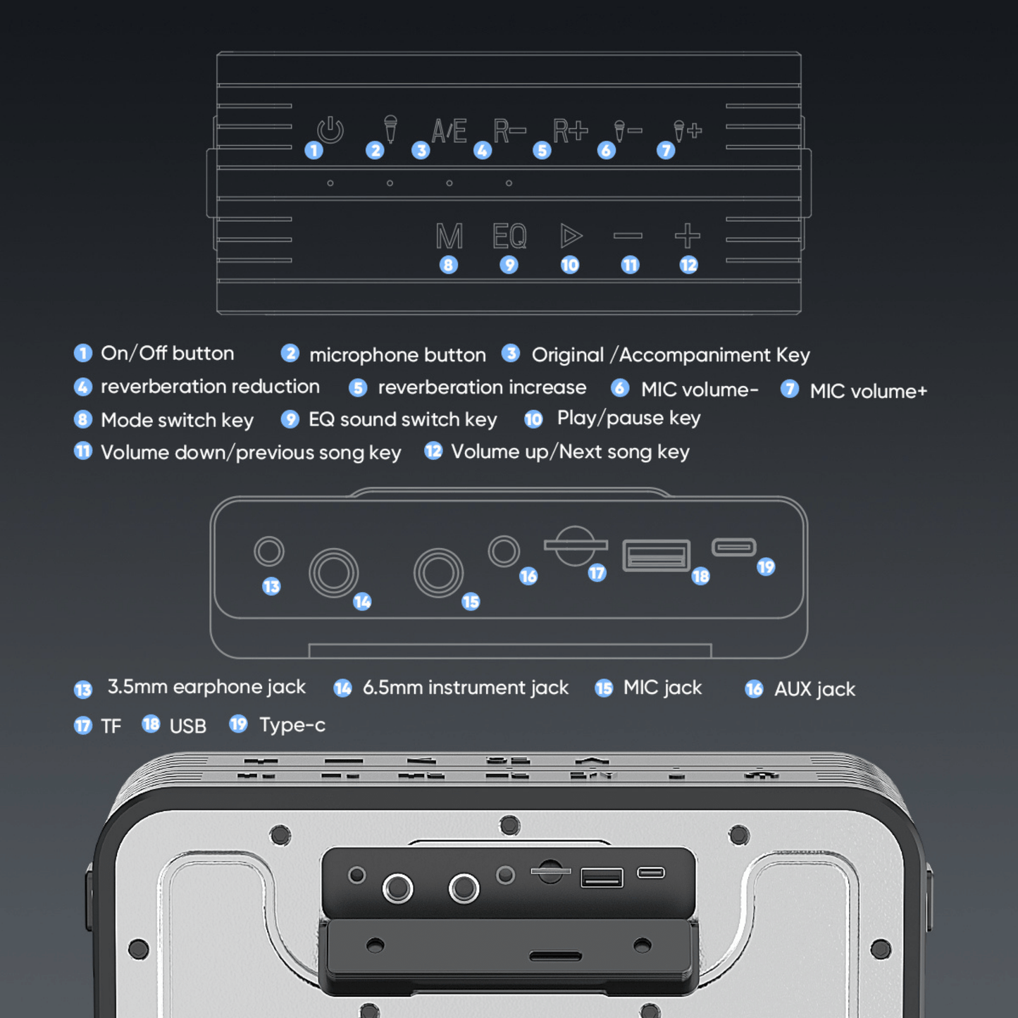 Subwoofer Outdoor Portable Strap Dual Microphone Karaoke Wireless Speaker