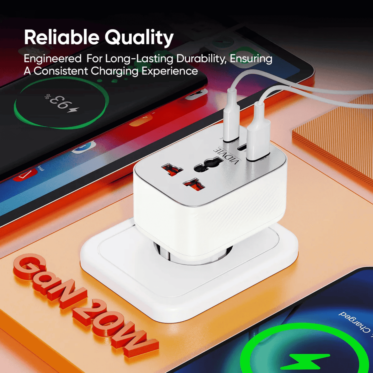 Dual USB-C & Single USB GaN 20W Travel Adapter