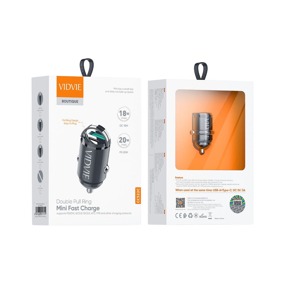 Double Pull Ring Mini Fast Car Charger