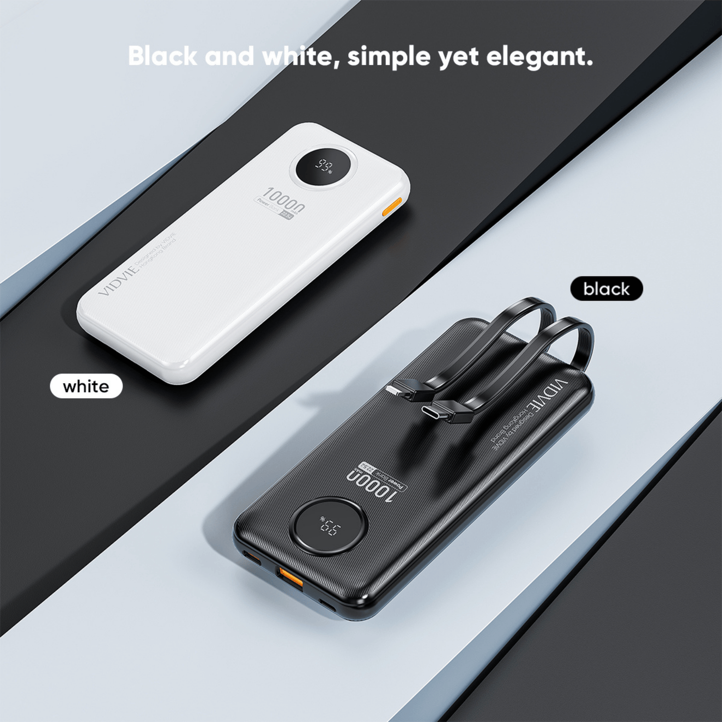10,000mAh 2-IN-1 Charging Power Bank With Dual Wire