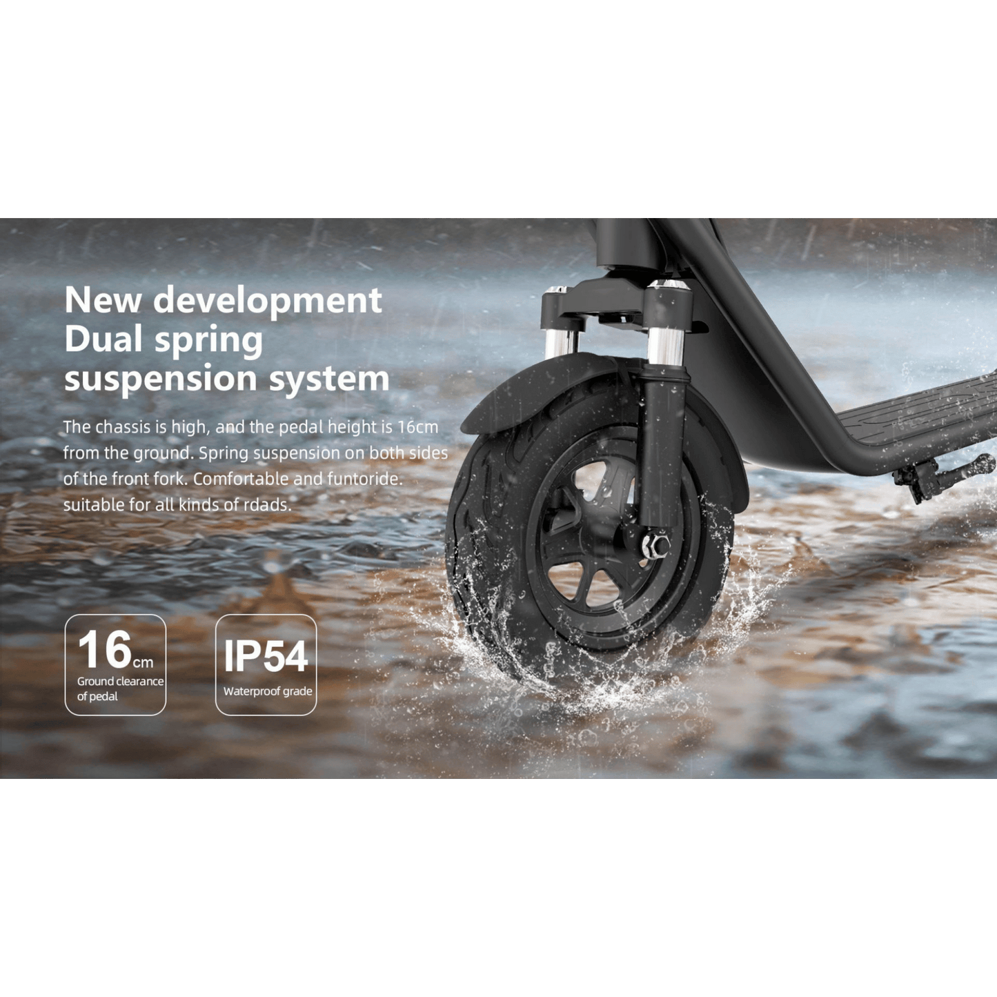 ESC03 Pro 450W Electric Scooter – 35km/h, 50km Range, 10” Tires, Dual Suspension