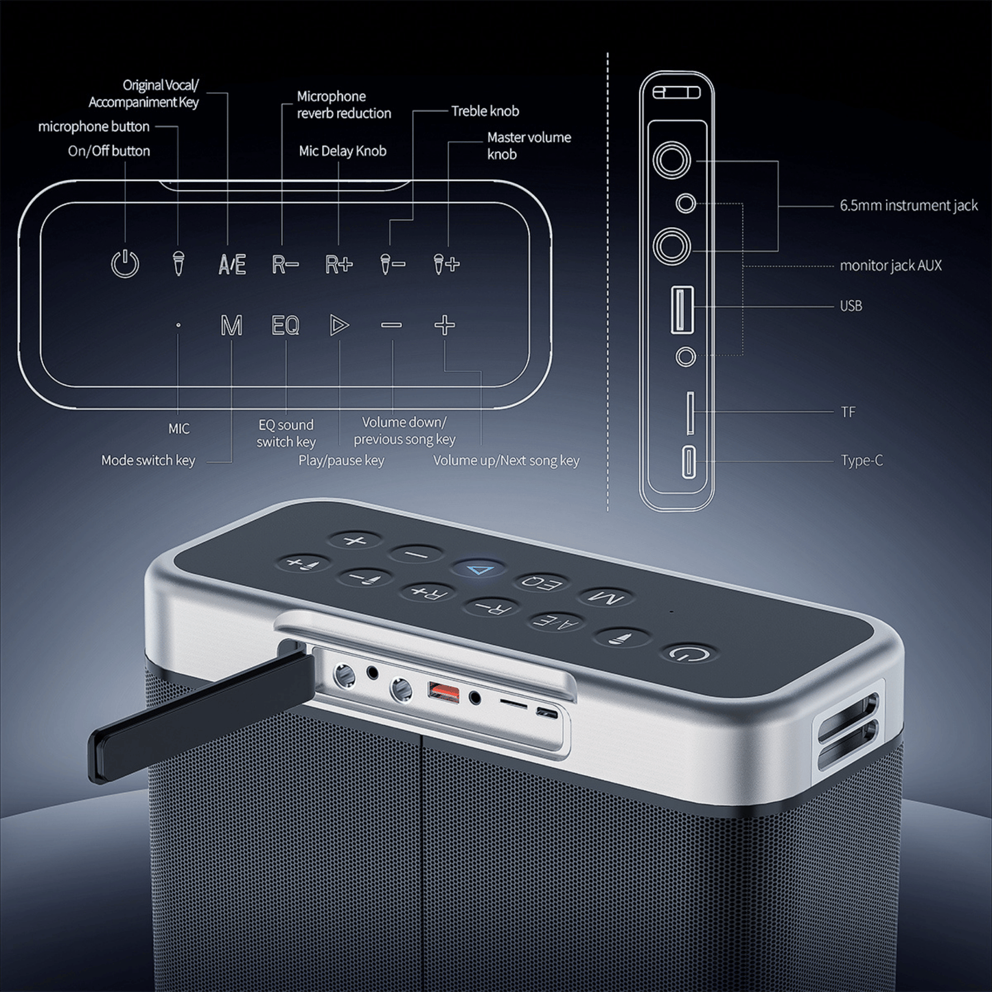 Portable Strap Outdoor Dual Microphone Karaoke Wireless Speaker