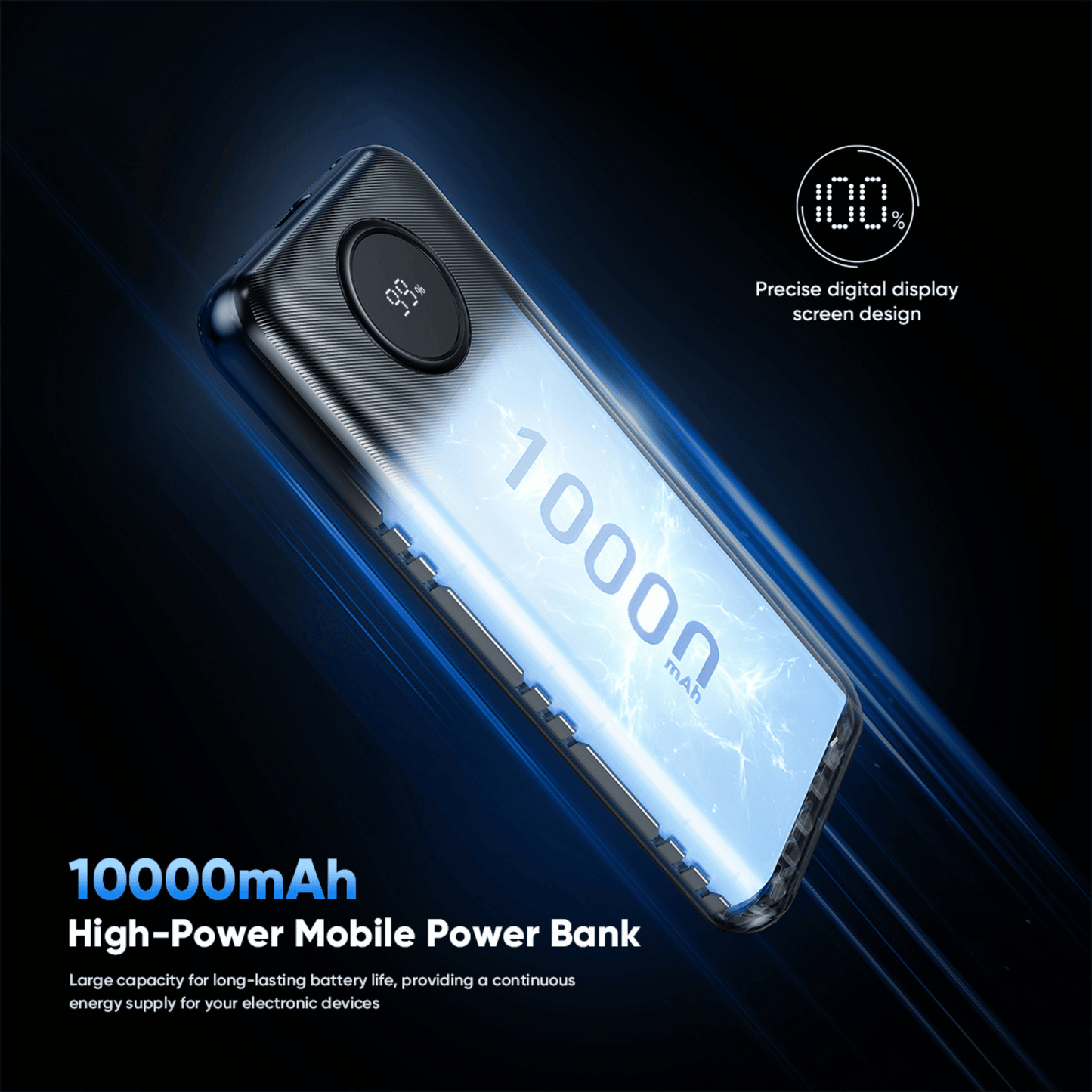 10,000mAh 2-IN-1 Charging Power Bank With Dual Wire