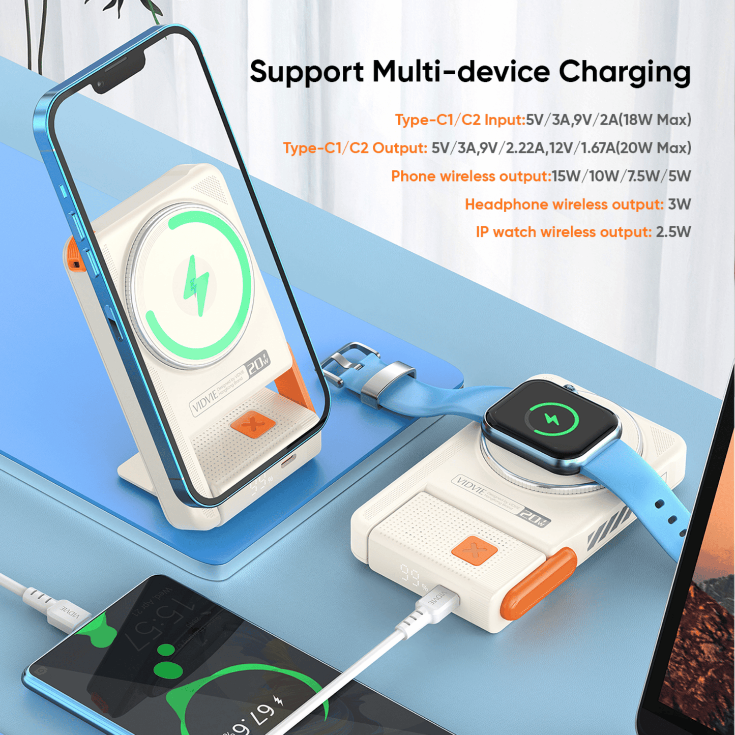 10,000mAh 3-IN-1 Magnetic Wireless Charging Power Bank