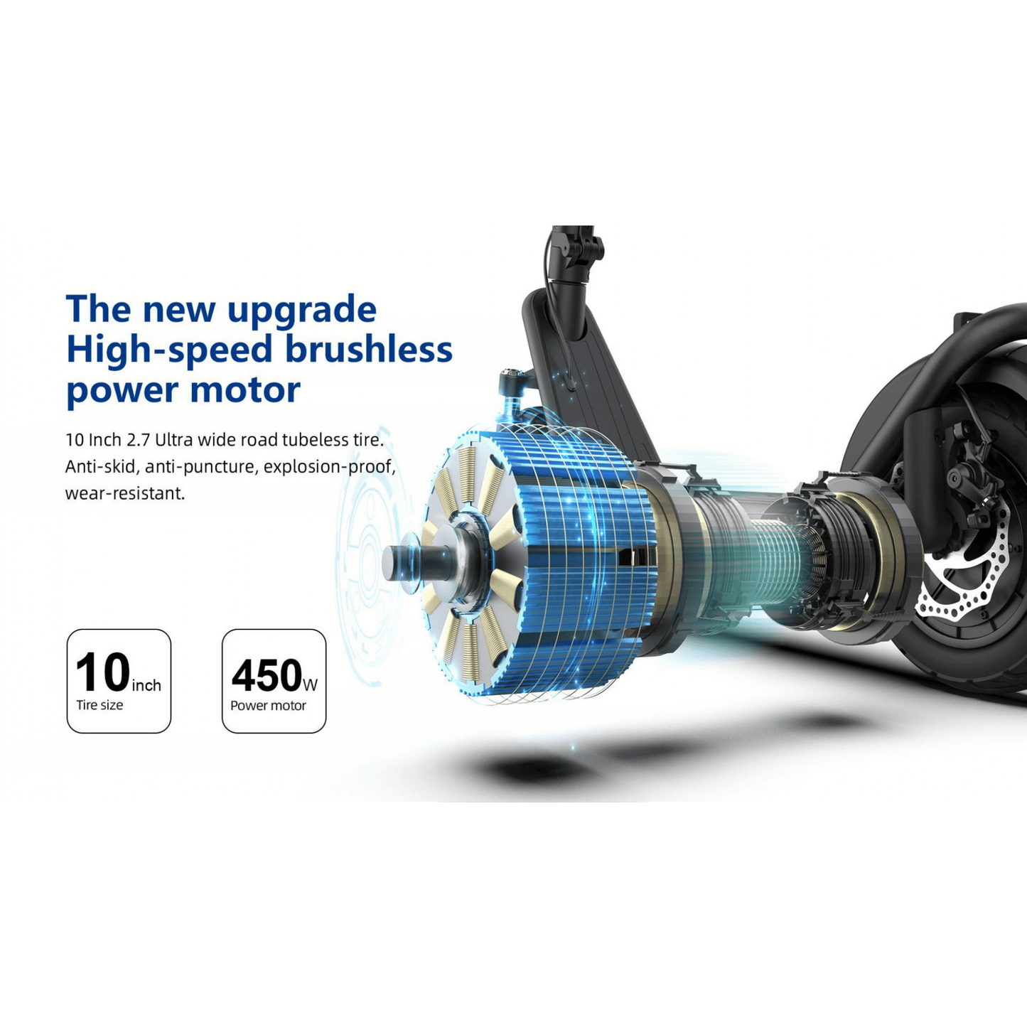 ESC03 Pro 450W Electric Scooter – 35km/h, 50km Range, 10” Tires, Dual Suspension