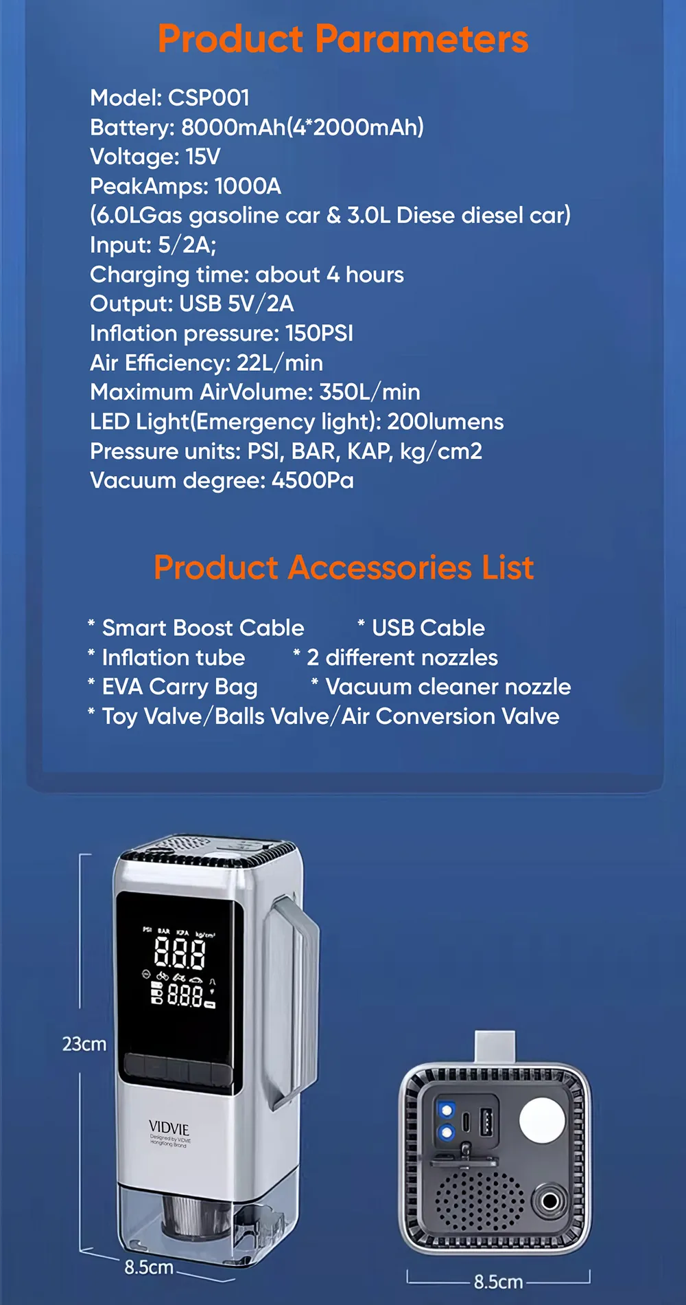 9 IN 1 Multifunctional Car Emergency Starter Power, Supply, Air Pump, and More