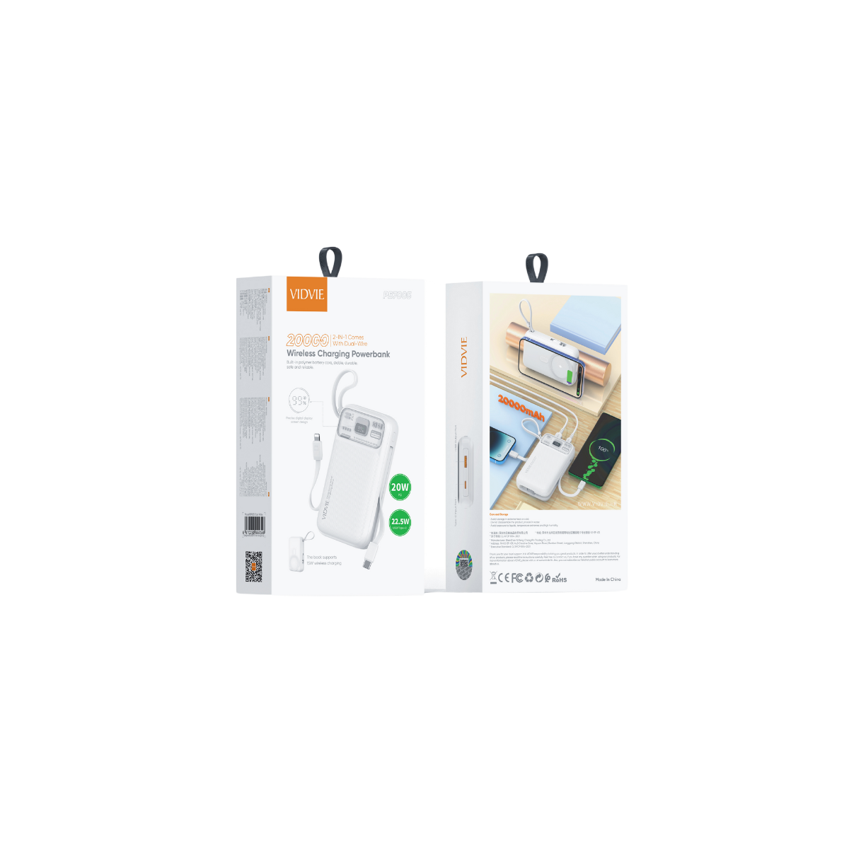 20,000mAh Wireless Charging Powerbank | 2 IN 1 Comes With Dual-Wire